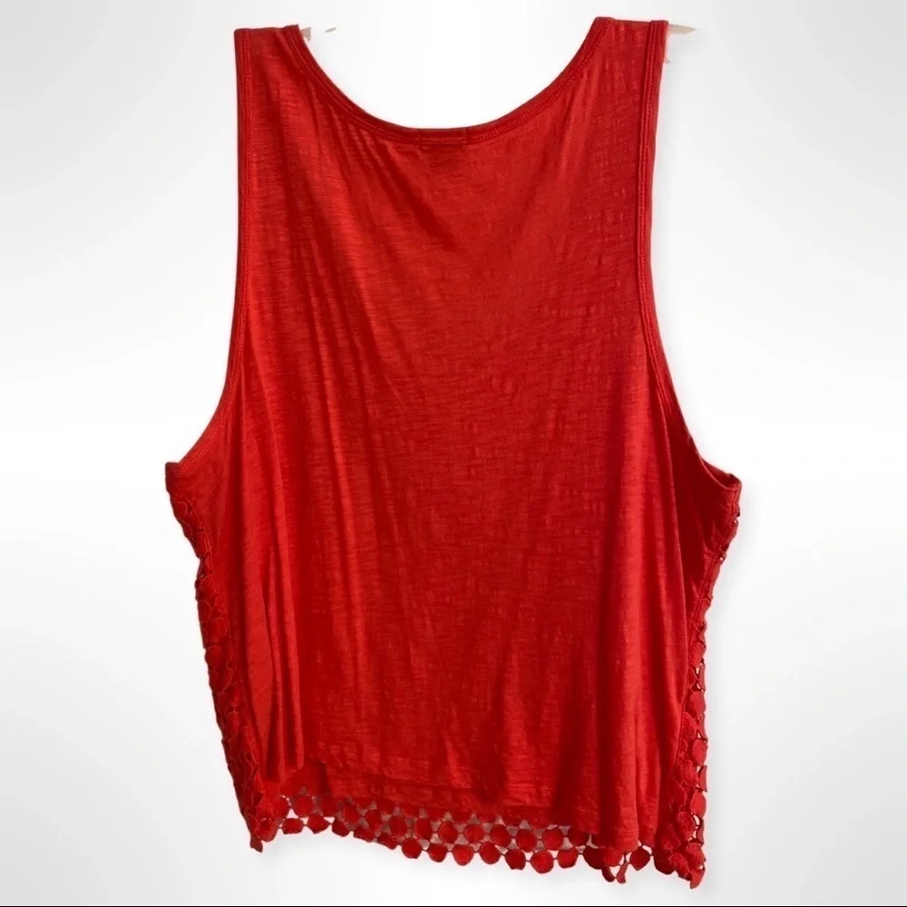 J. Crew Bright Salmon Embroidered Overlay Tank Top Size XXL